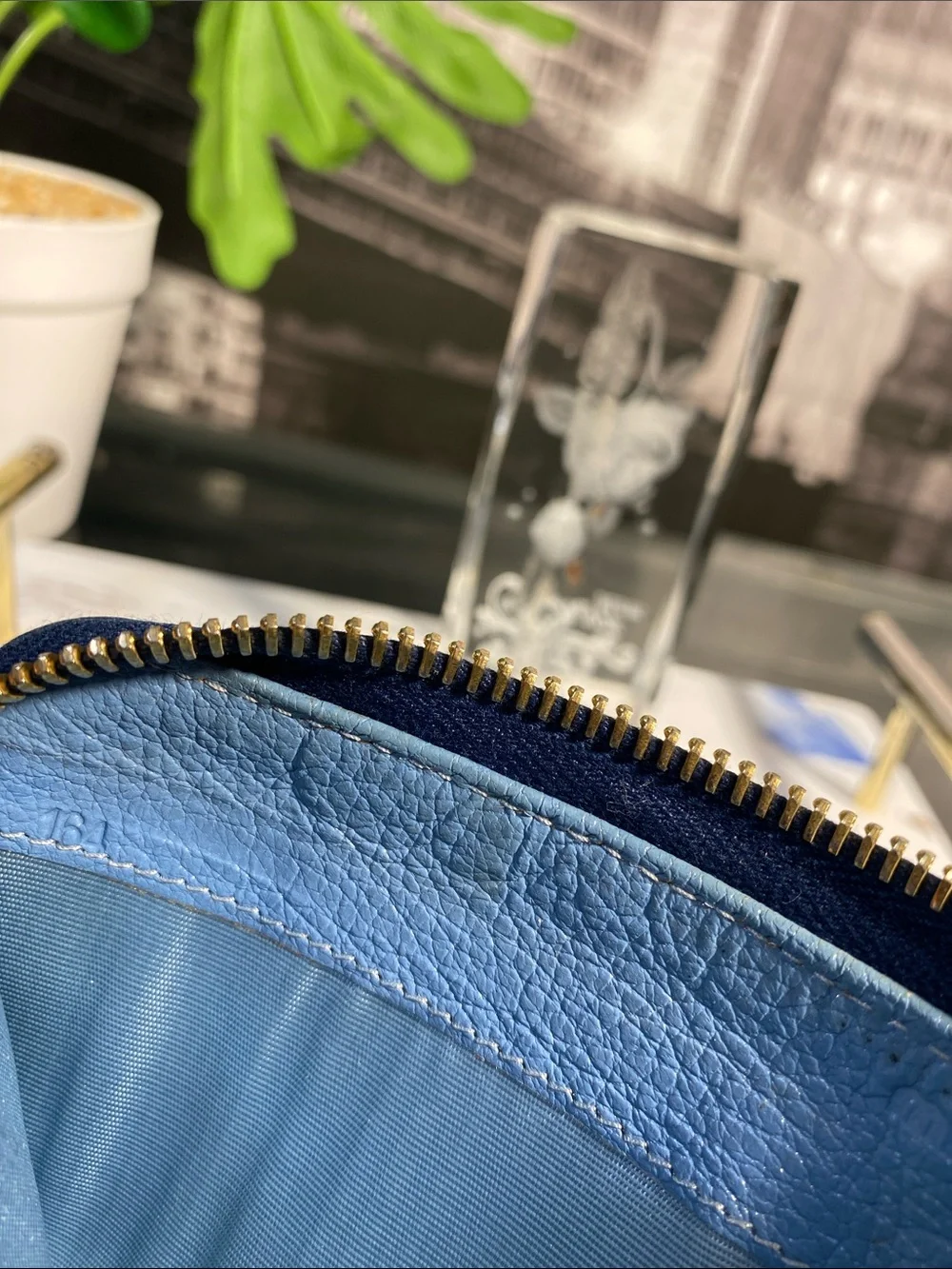 Authentic Miu Miu Royal Blue Leather Bow Long Wallet